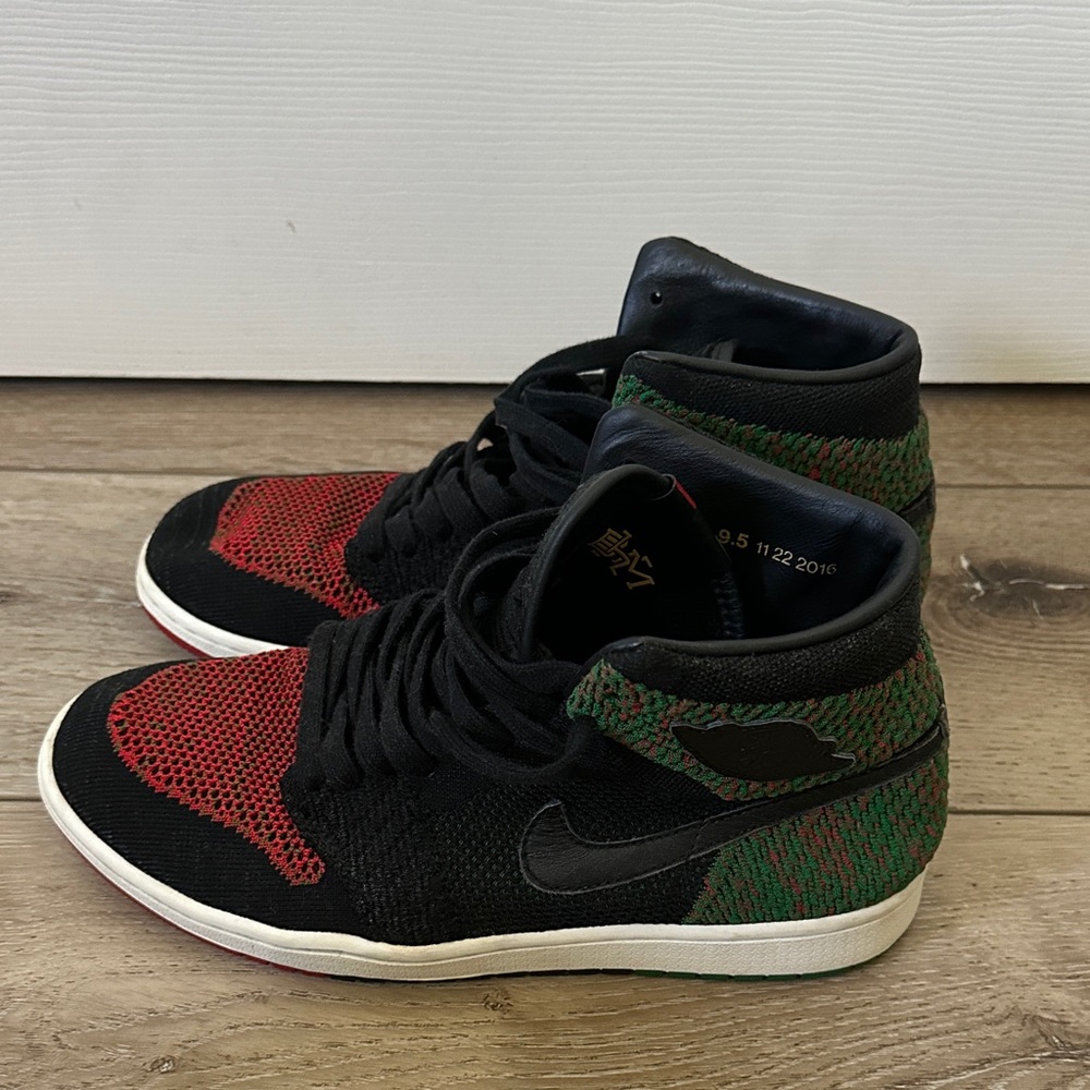 Nike Black and Red Knit High-Tops